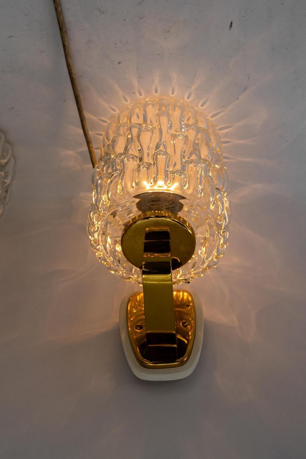 photo buy 2 Rupert Nikoll Wall Lamps With Structure Glass Vienna Around 1950s