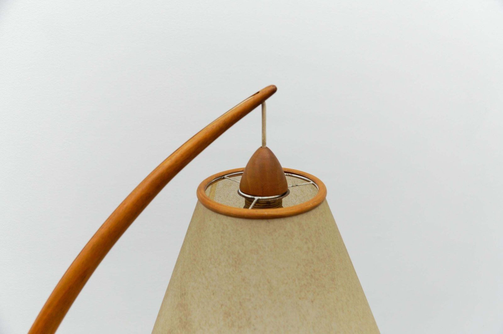 photo for sale Mid Century Modern Scandinavian Wooden Arc Floor Lamp, 1950s