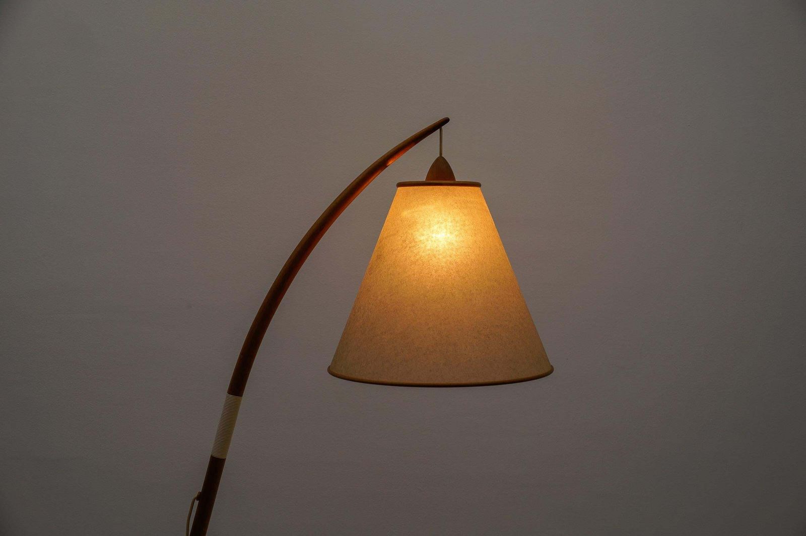 3416.0 Mid Century Modern Scandinavian Wooden Arc Floor Lamp, 1950s photo