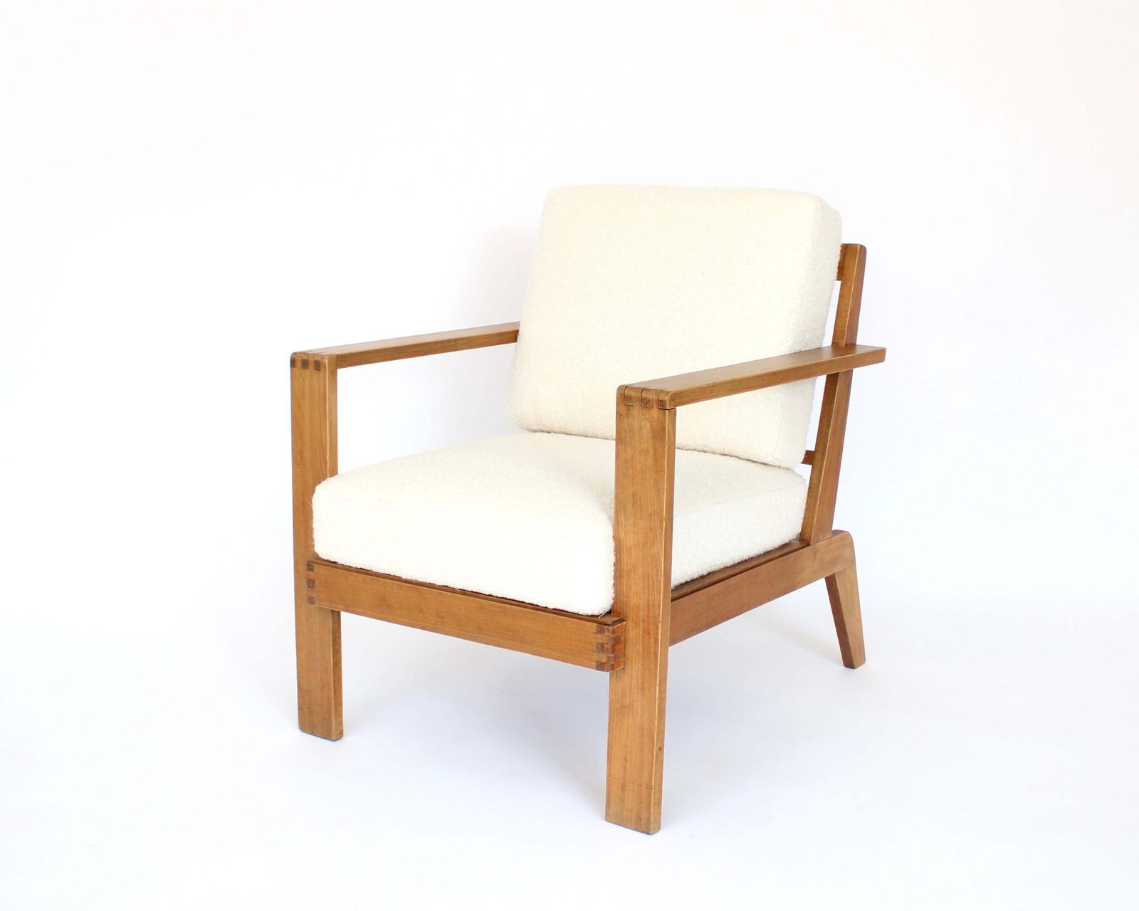 Rene Gabriel French Oak Grid Back Lounge Chair Reconstruction Period photo buy