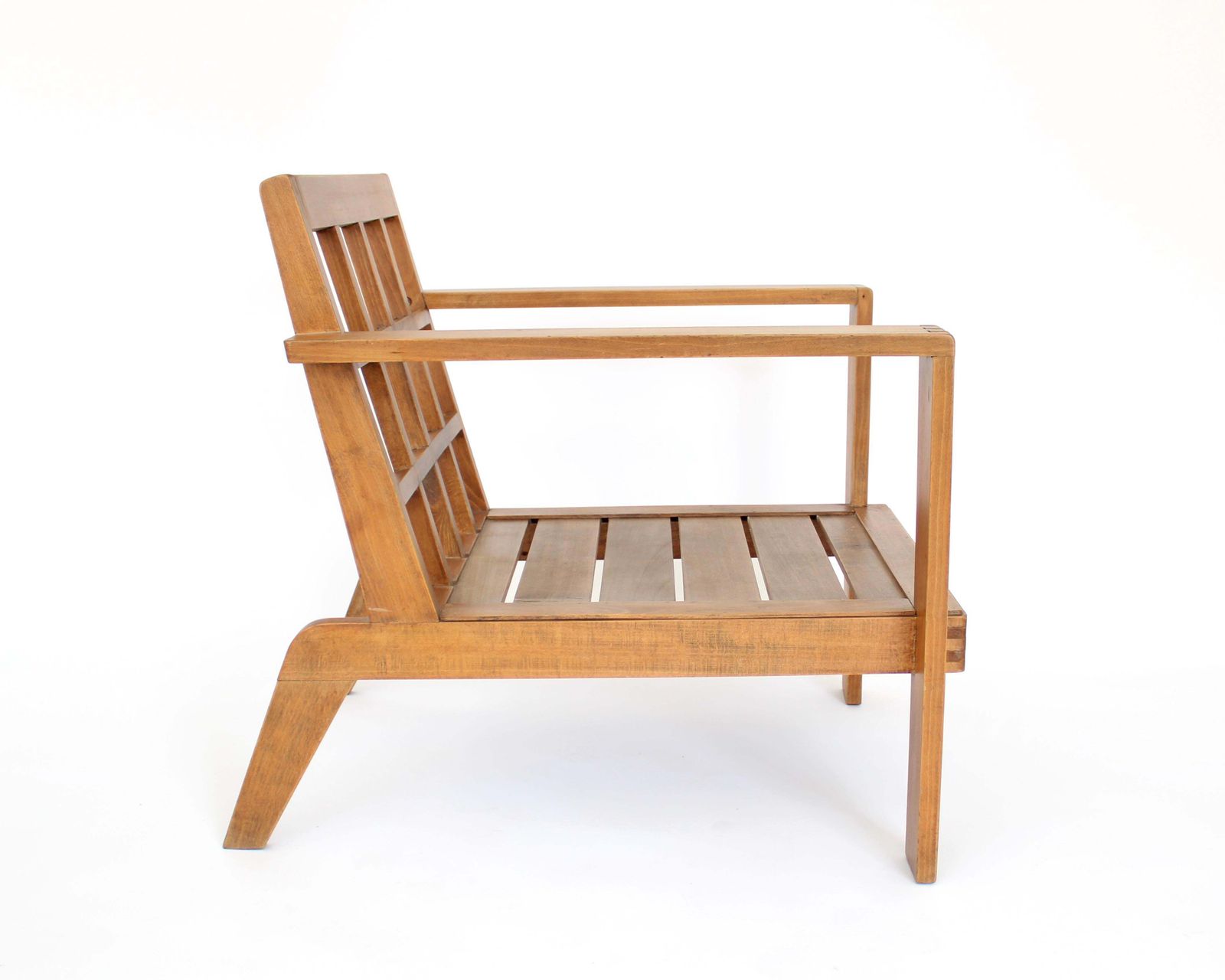 photo for sale Rene Gabriel French Oak Grid Back Lounge Chair Reconstruction Period