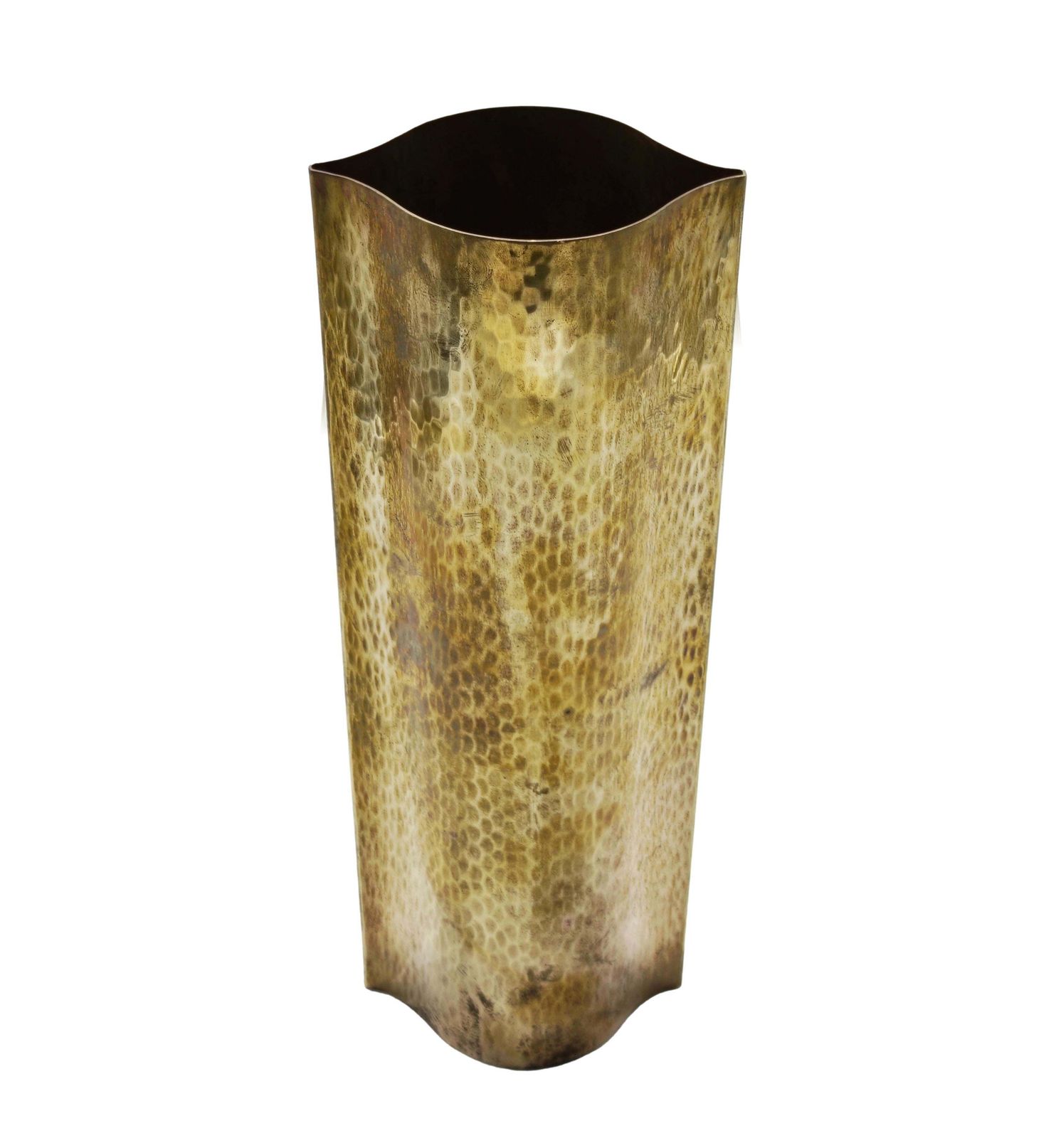 Zanetto Vase In Martellato Brass, Italy 1970s photo 568.0