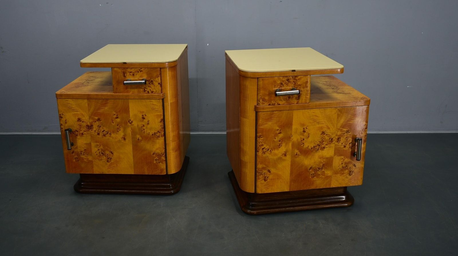 1940s Set Of Bedside Tables By Jindrich Halabala, Czechoslovakia photo furniture