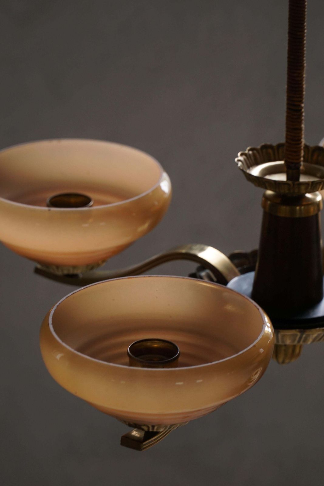 Art Deco 4 Arm Chandelier In Glass & Brass, Sweden, 1940s photo buy