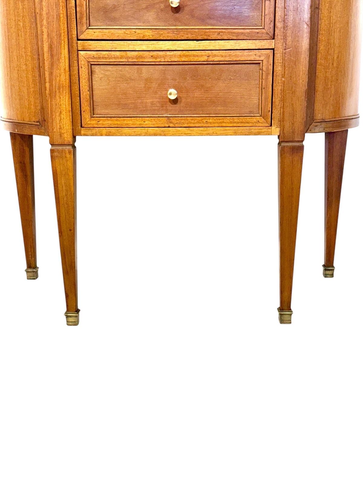 photo for sale Petite French Walnut Demilune Commode, Marble Top, Late 19th Century