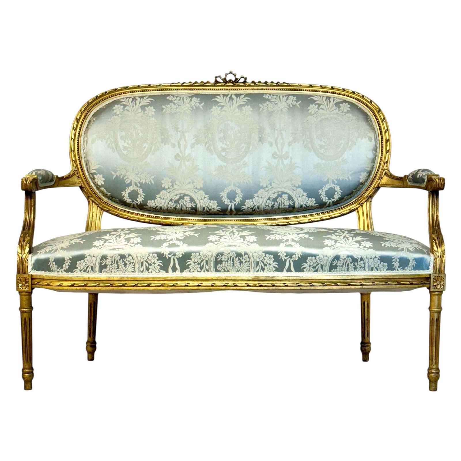 Louis XVI Style French Carved And Gilded Sofa, 19th Century