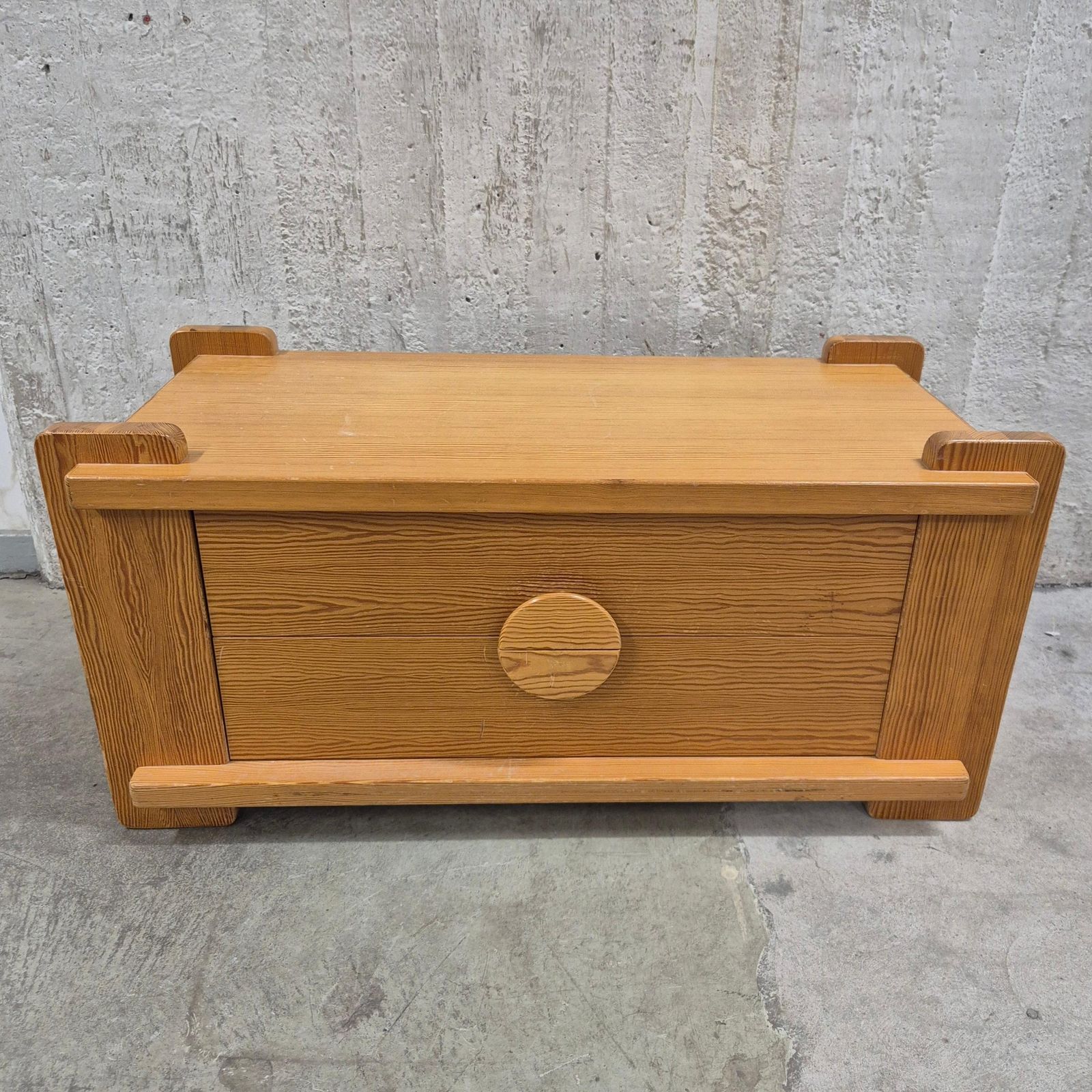 Chest Of Drawers In Solid Pine, By Swed Form Skillingaryd, Swedish Brutalism photo for sale