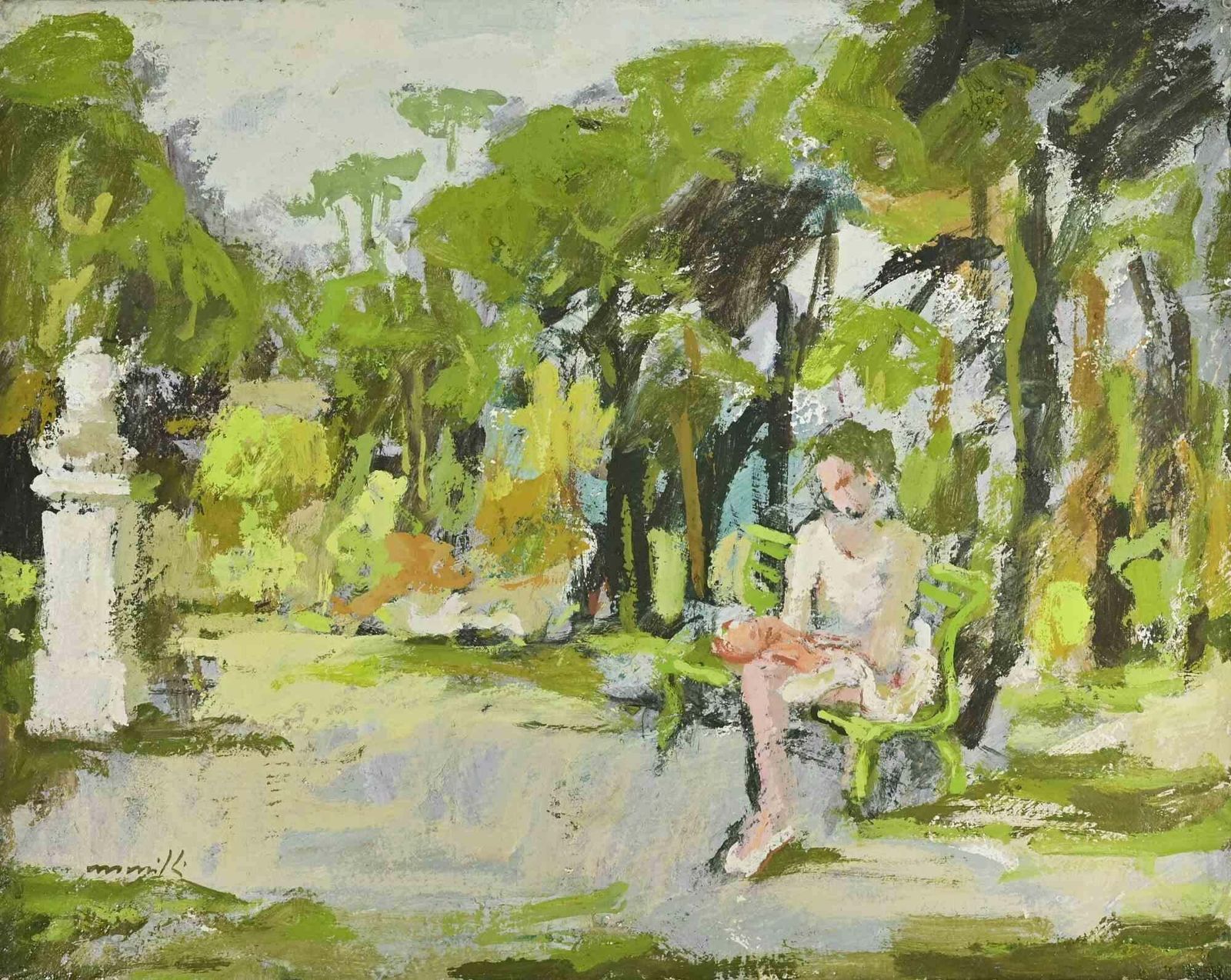 Franco Marzilliballerina  In The Park   Oil Painting By Franco Marzilli   1970s1970s photo furniture