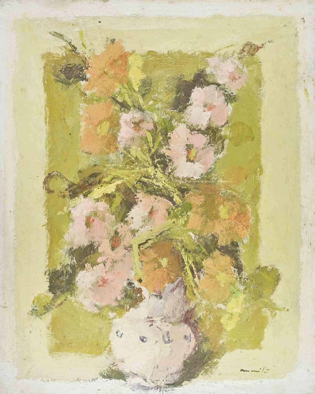 Franco Marzillistill Life   Oil Painting By Franco Marzilli   1970s1970s photo furniture
