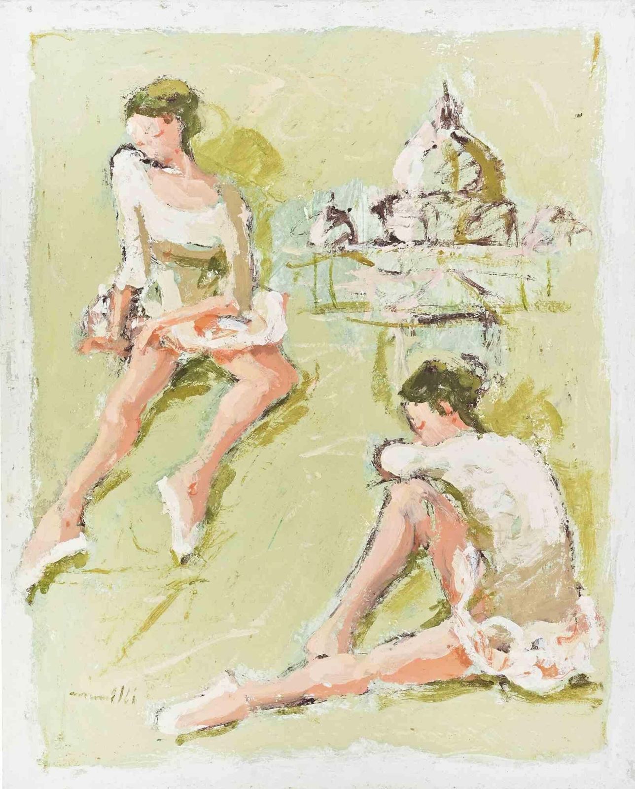 Franco Marzilliballerinas   Oil Painting By Franco Marzilli   1970s1970s photo furniture