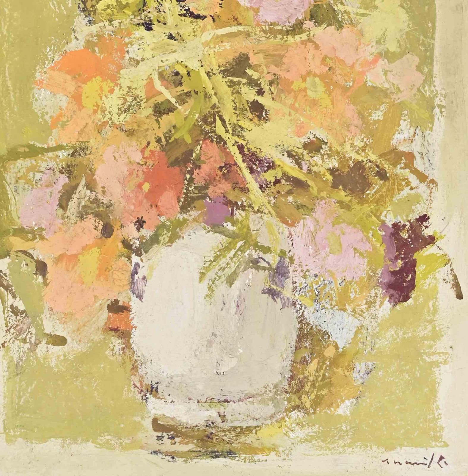 Franco Marzillistill Life   Oil Painting By Franco Marzilli   1970s1970s photo for sale