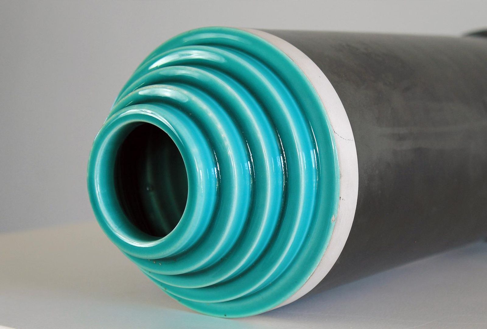 Ettore Sottsass Vase From Stepped Series In Enameled Ceramic By Bitossi 1990s photo vinterior