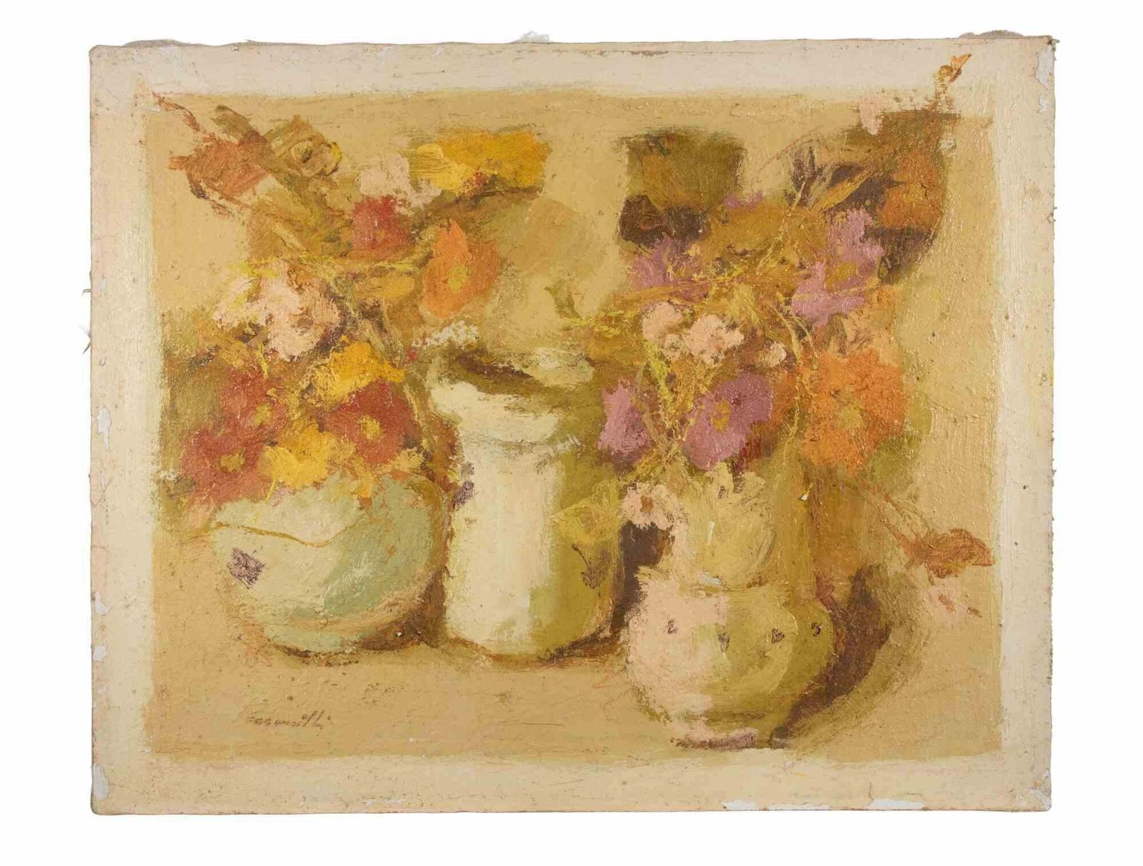 Franco Marzillistill Life   Oil Painting By Franco Marzilli   1970s1970s