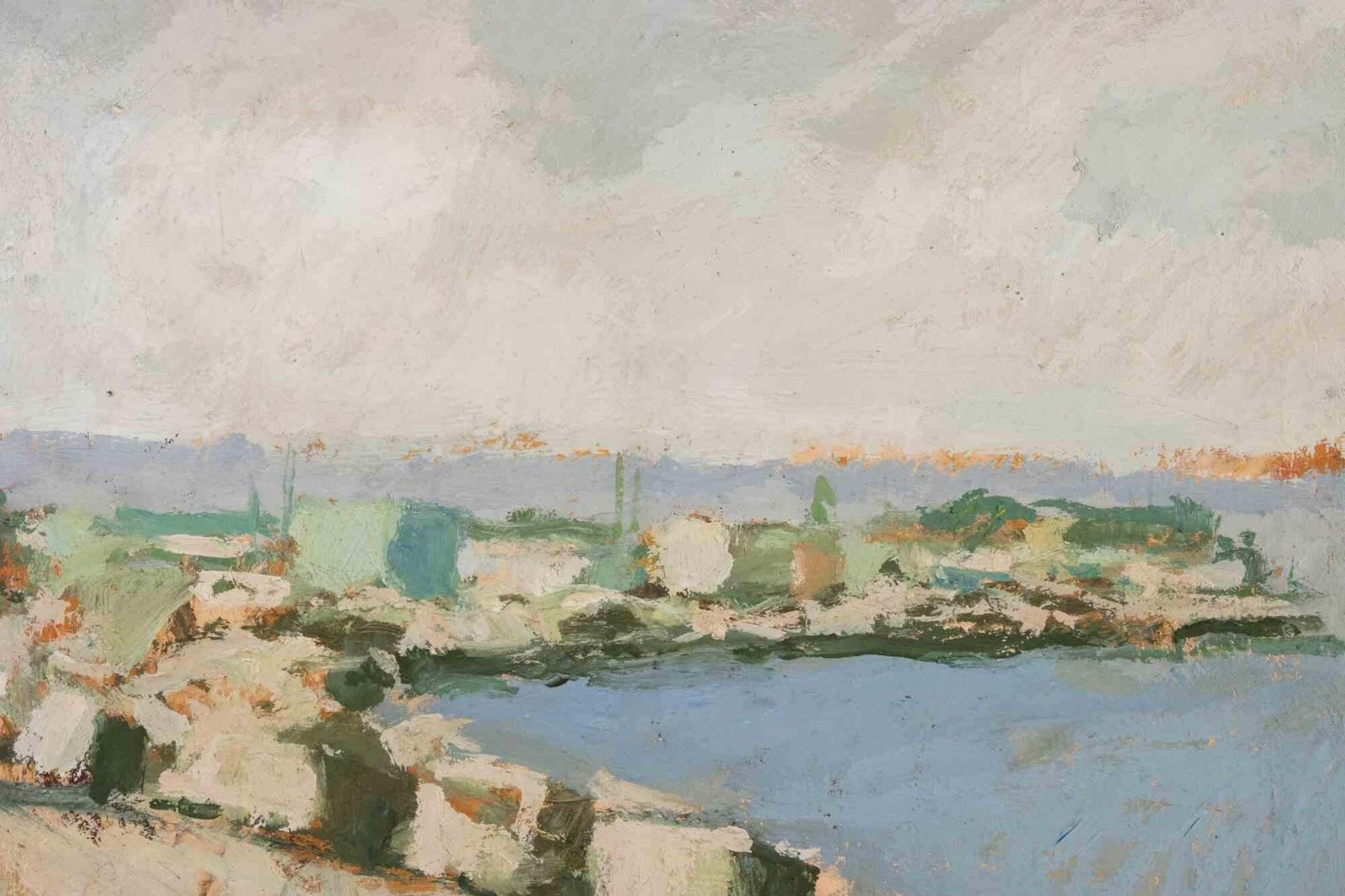 Franco Marzilliseaview   Oil Painting By Franco Marzilli   1970s1970s photo for sale