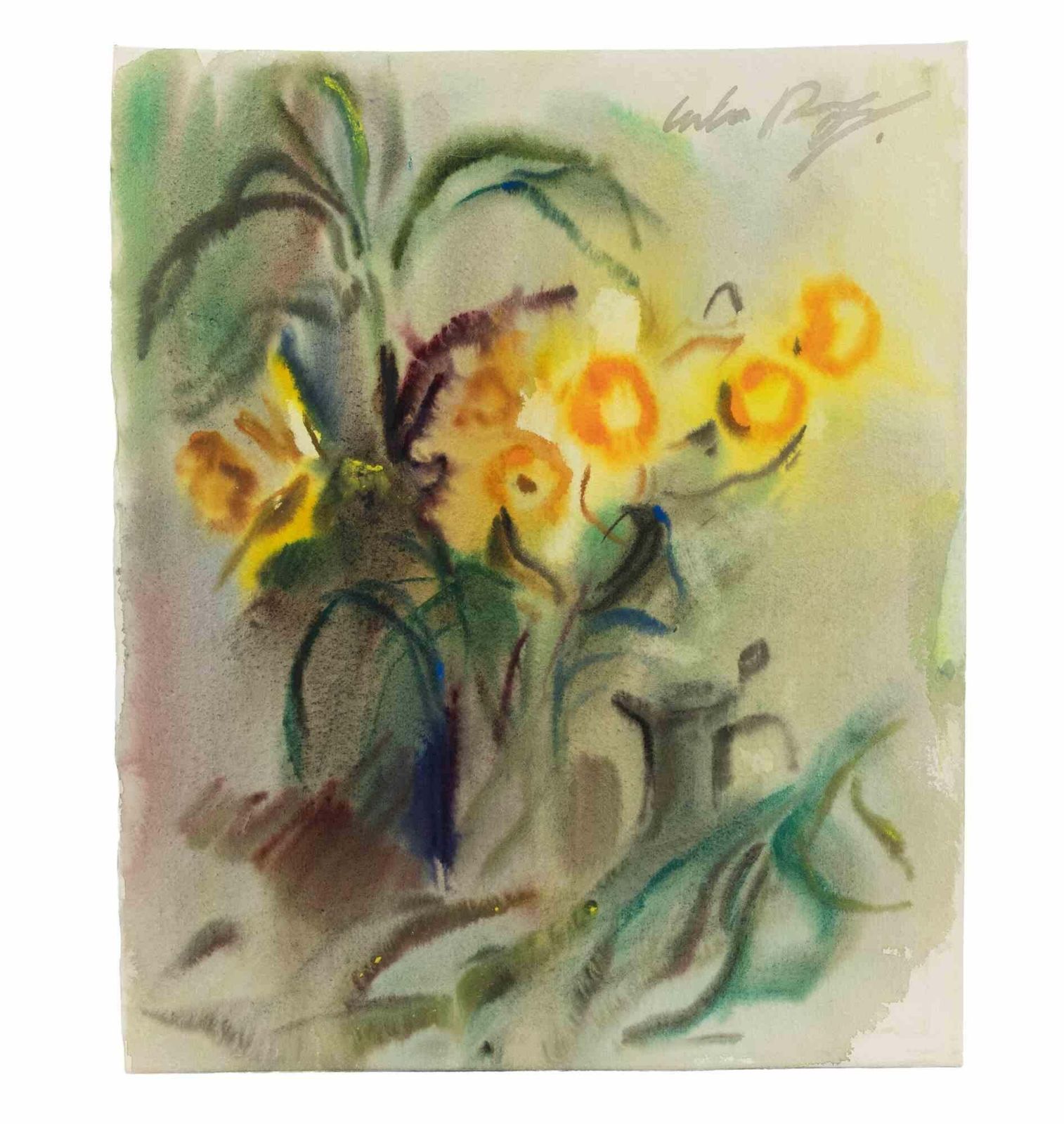 Carlo Ravagnanstill Life With Vases Of Flowers   Drawing By Carlo Ravagnan   1970s1970s photo furniture