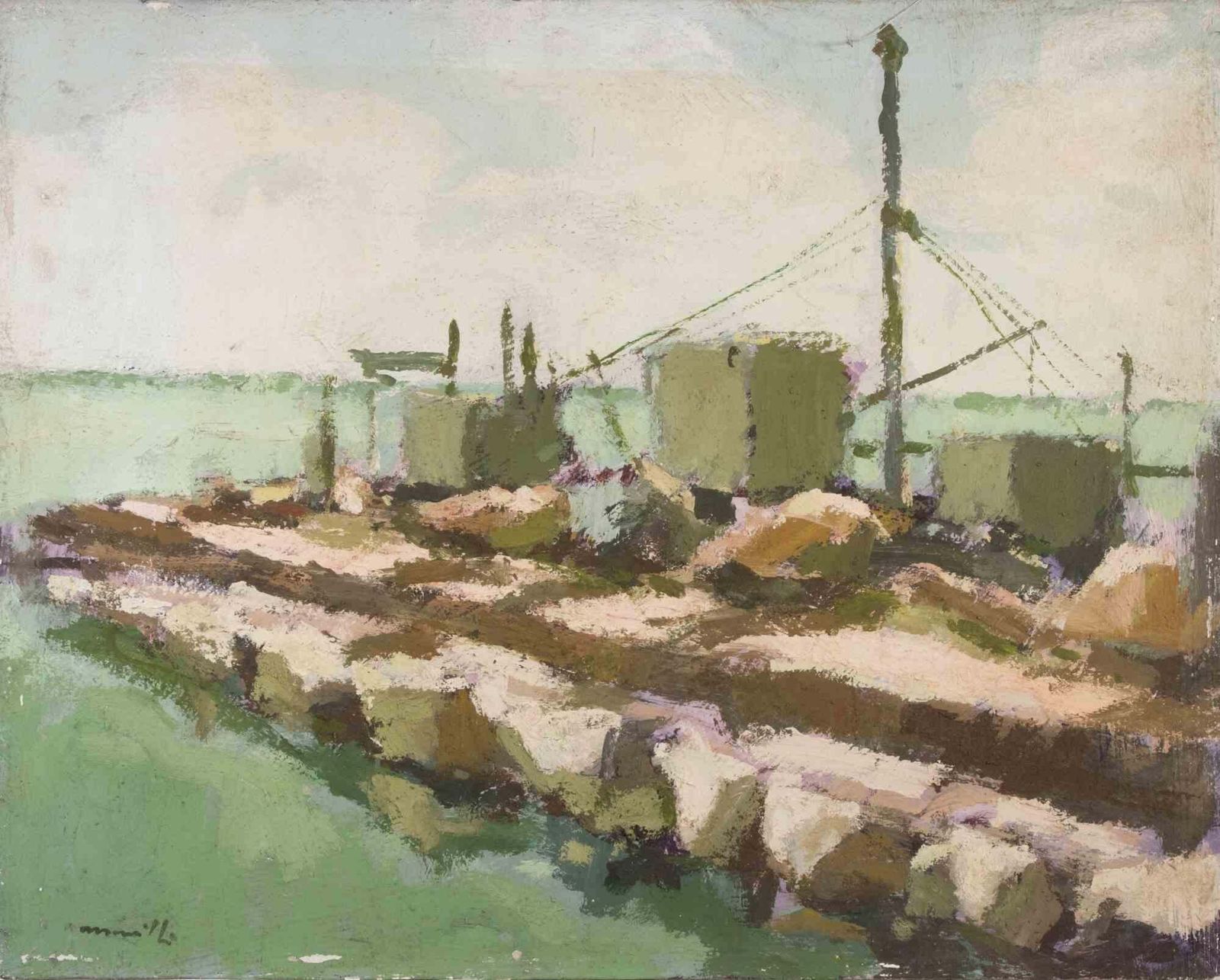 Franco Marzilliseaview   Oil Painting By Franco Marzilli   1970s1970s photo furniture