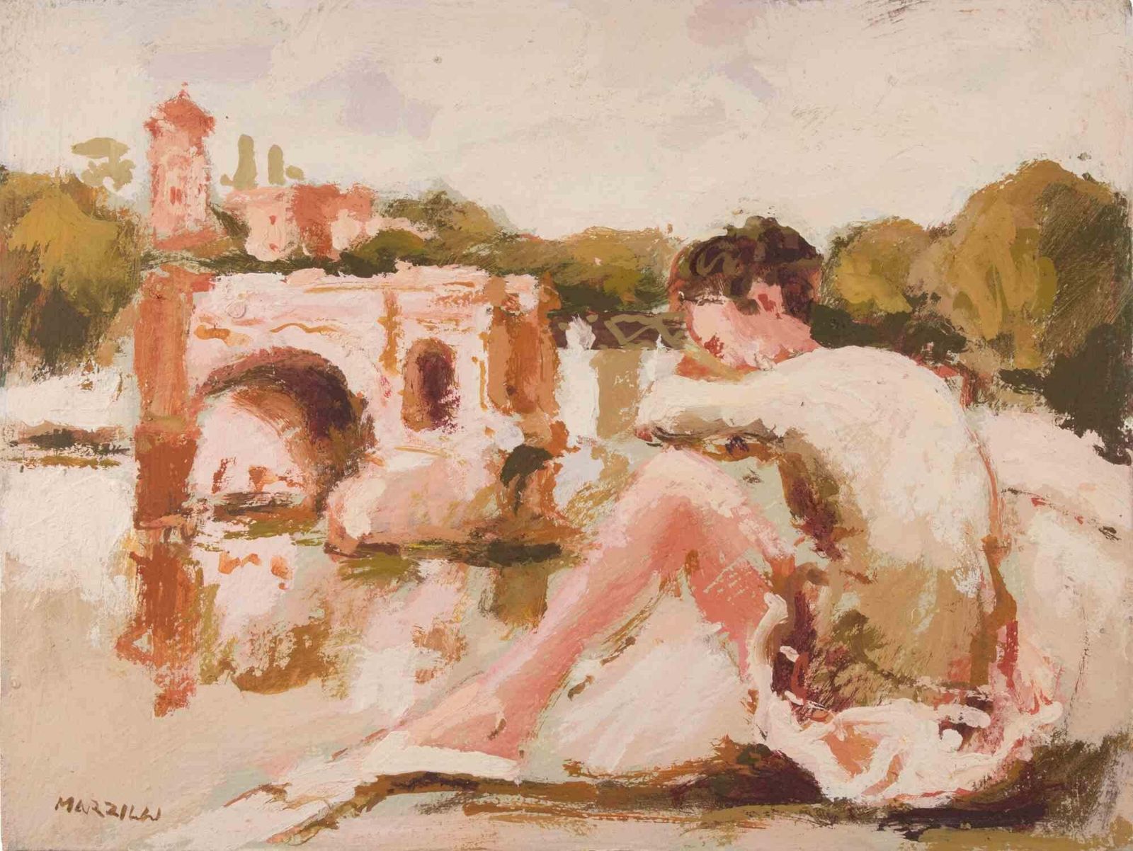 Franco Marzilliballerina   Oil Painting By Franco Marzilli   1970s1970s