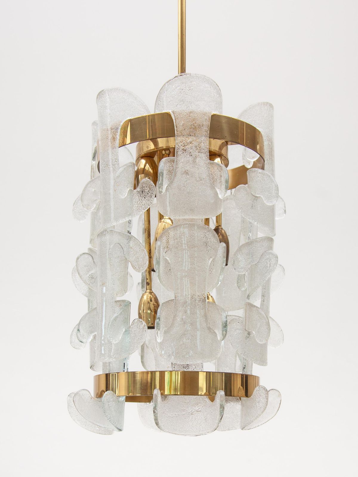 Kalmar Rare Interlocking Glass And Brass Chandelier, 1970s, Model "Catena". photo 4624.0