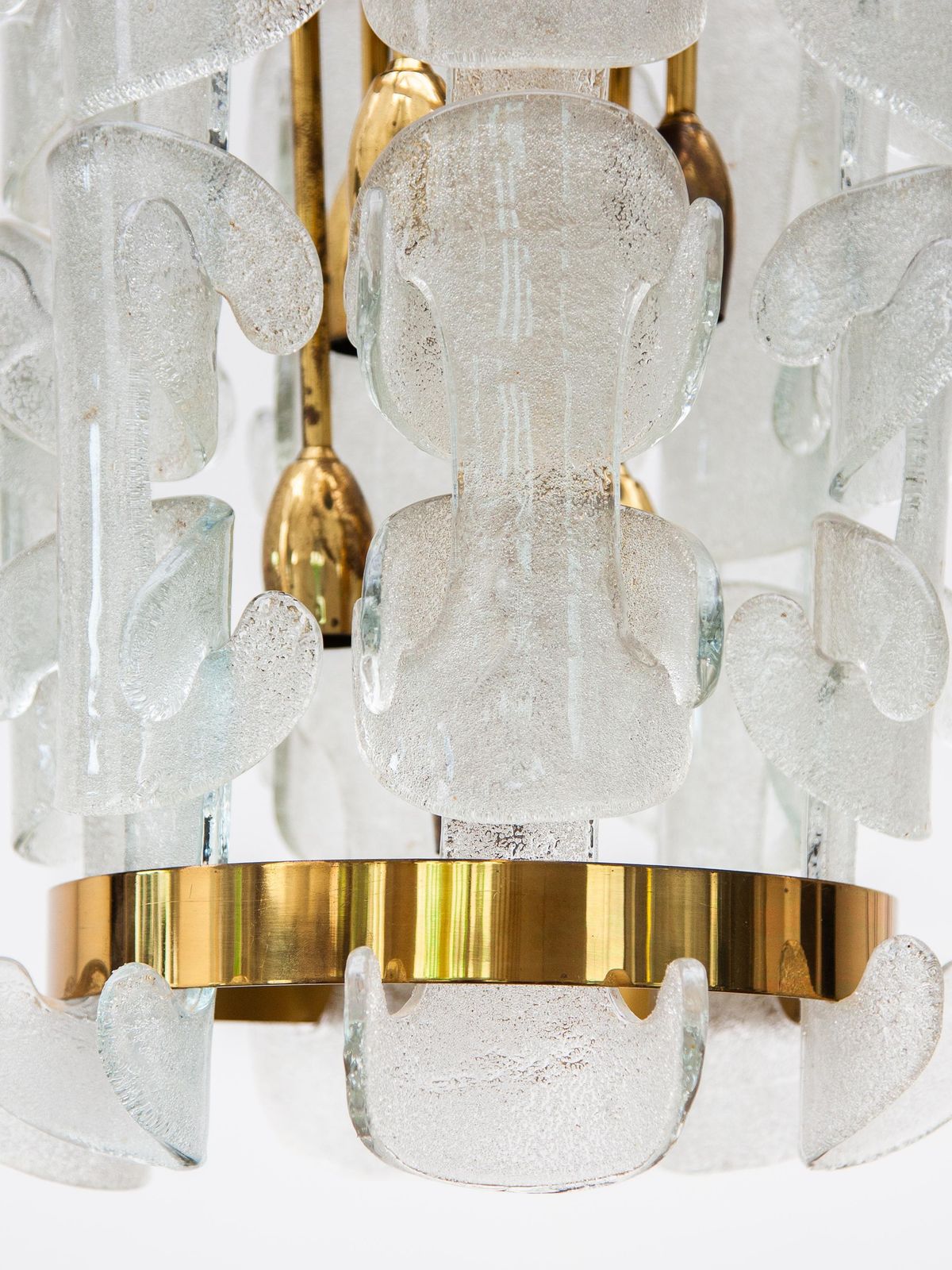 Kalmar Rare Interlocking Glass And Brass Chandelier, 1970s, Model "Catena". photo vinterior
