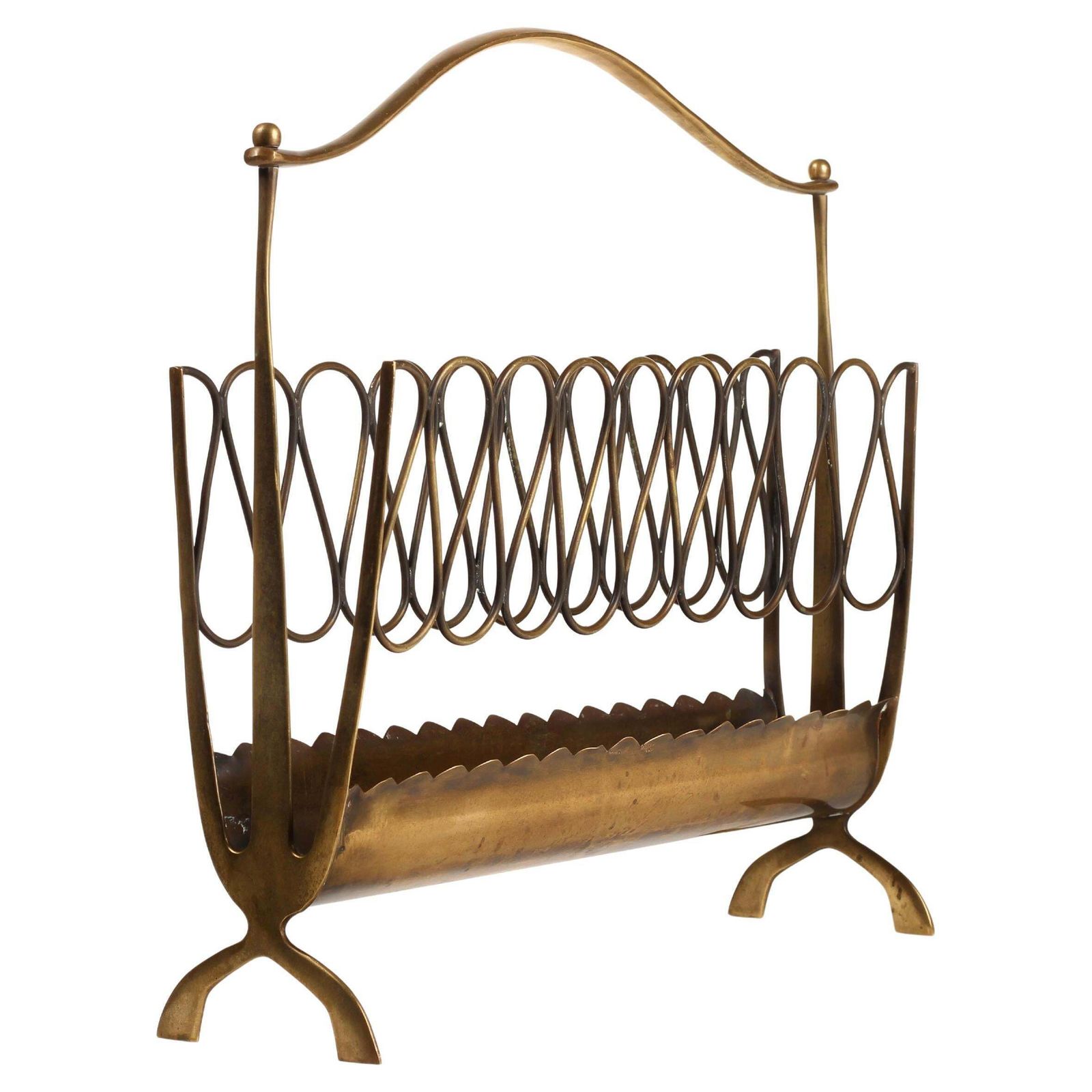 Italian Mid Century Brass Magazine Rack – Gio Ponti Style, 1950s photo Home Decor