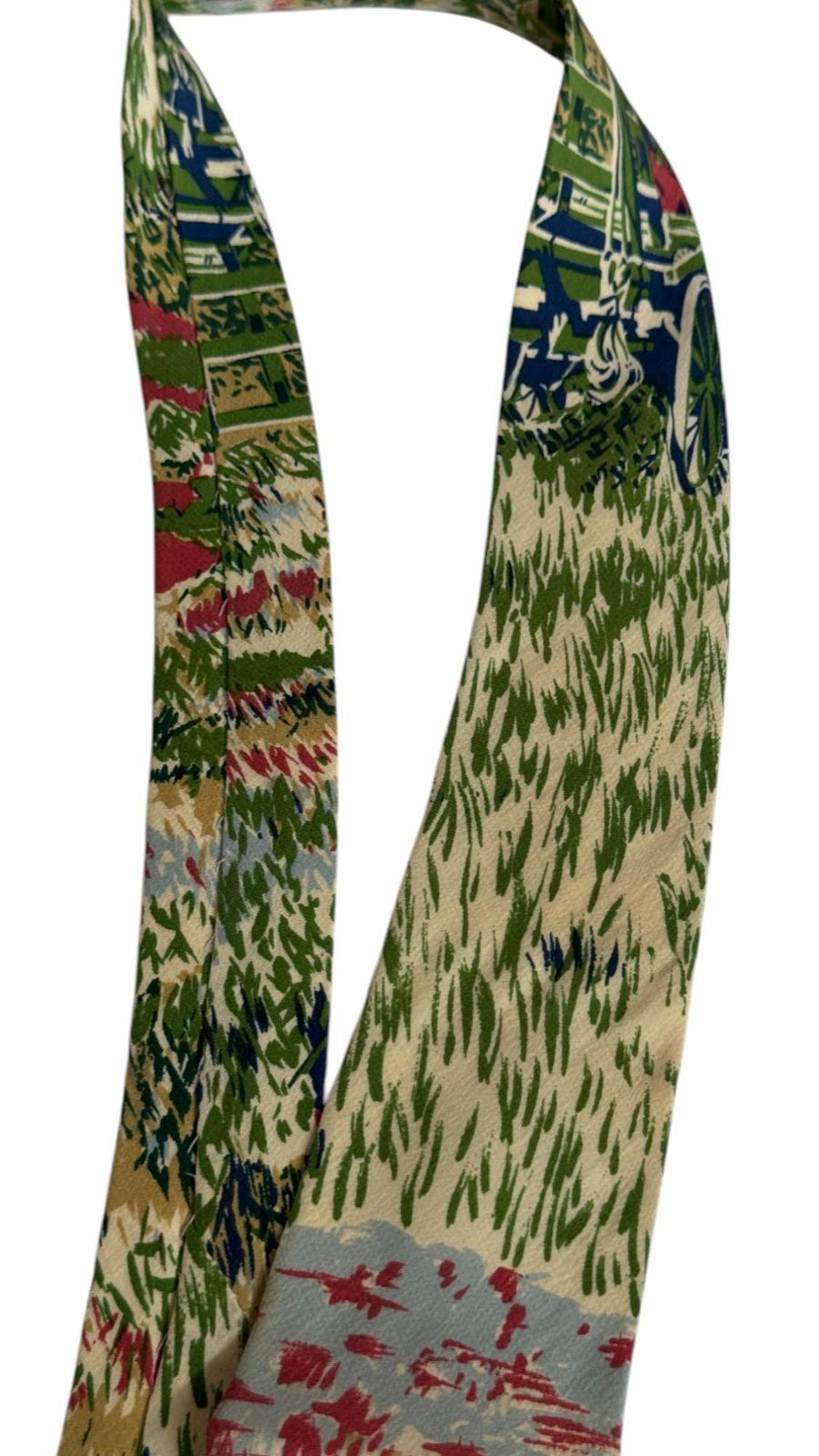 314.0 Jean Paul Gaultier Vintage Tie   "Rural Landscape" Illustration Print photo