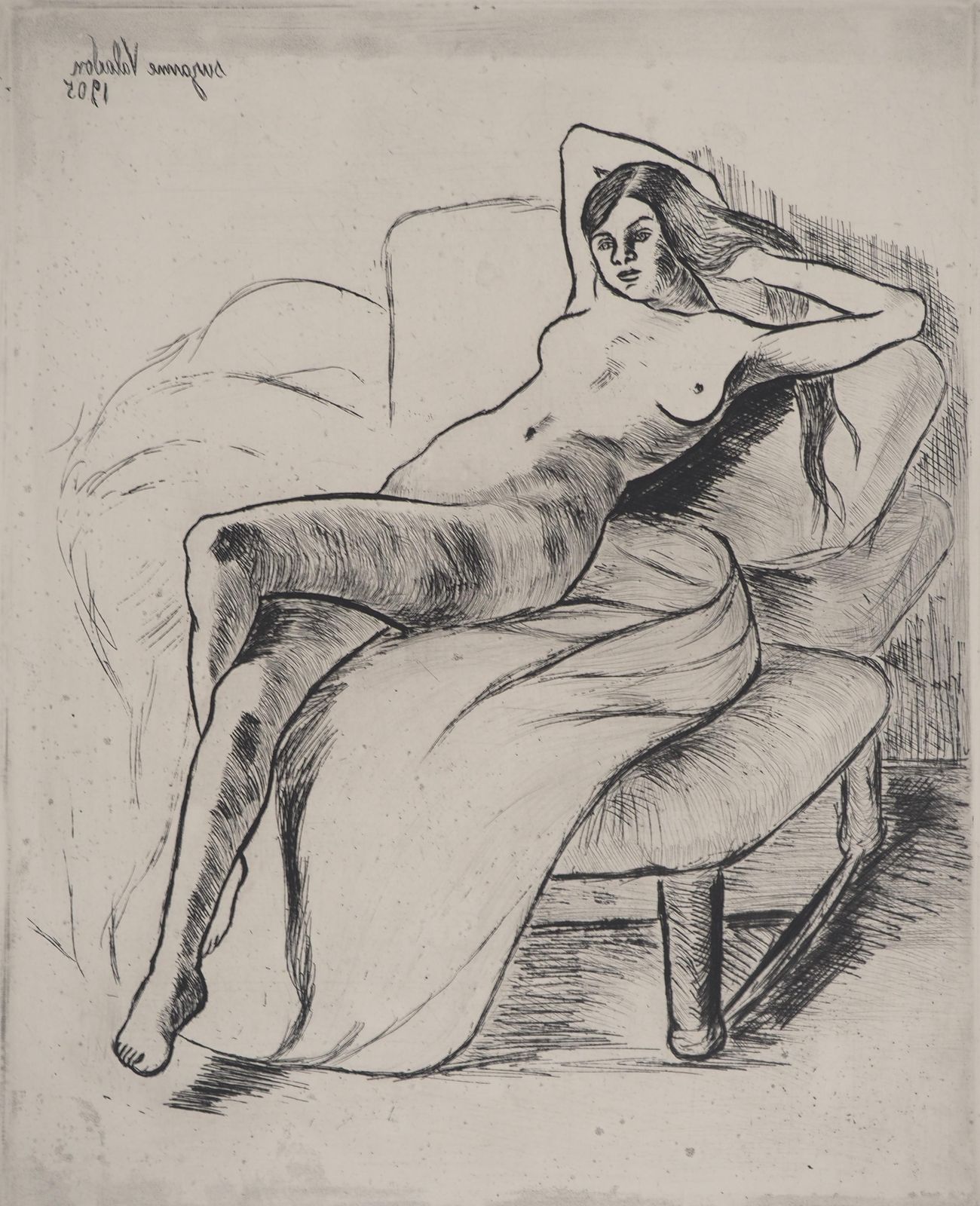 Suzanne Valadonlying Naked Woman   Original Etching Signed (Petrides #E11)1932 photo for sale