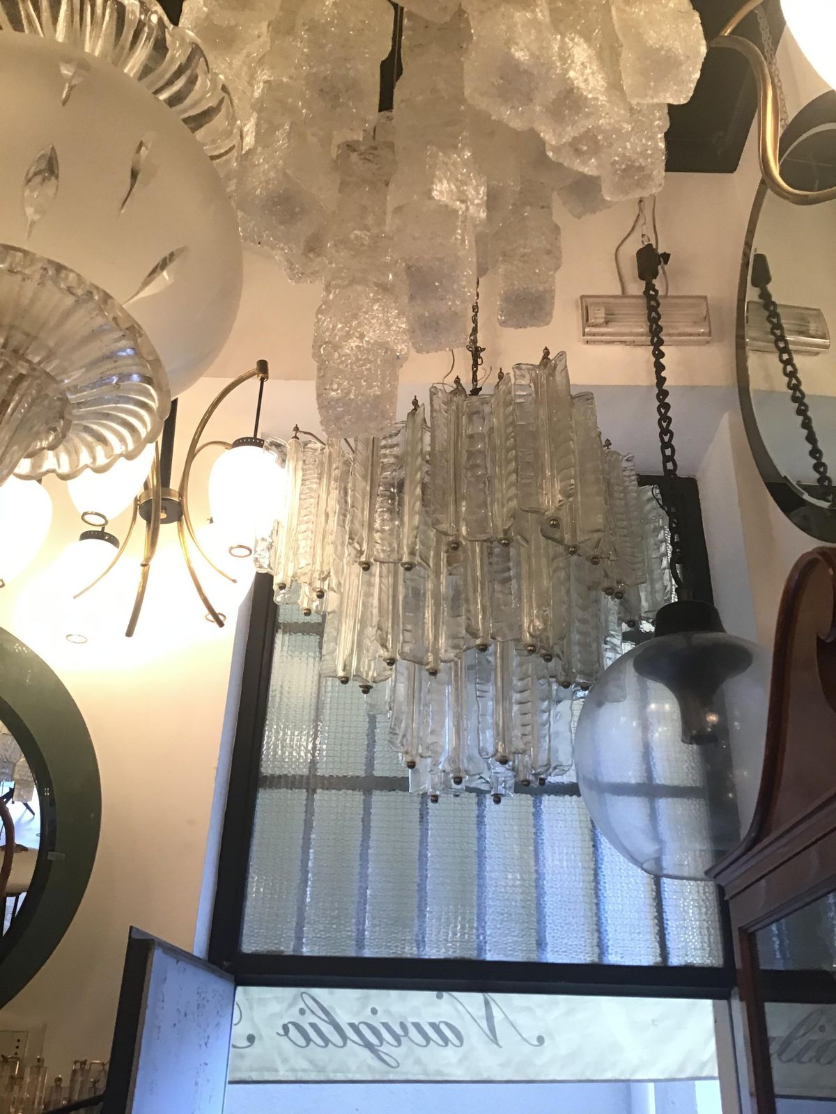 photo buy Venini Mazzega. Lampadario Murano Glass Metal Crome 1955 Italy