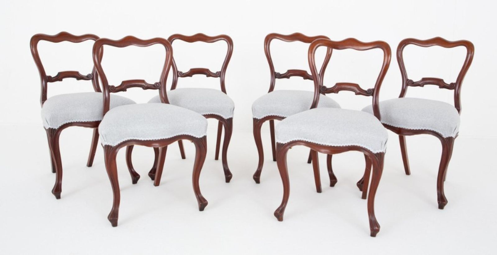 Set 6 Victorian Balloon Back Dining Chairs Mahogany photo 1750.0