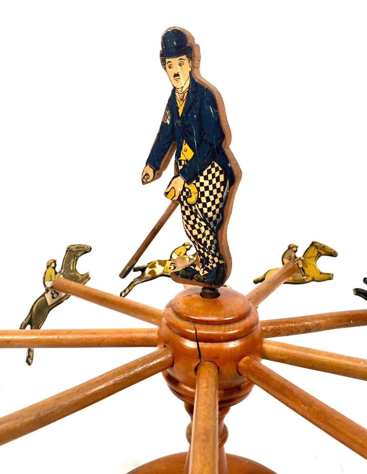 Antique 1920s Wooden Charlie Chaplin "Eureka" Horse Racing Bet Game / Art Deco photo Home Decor