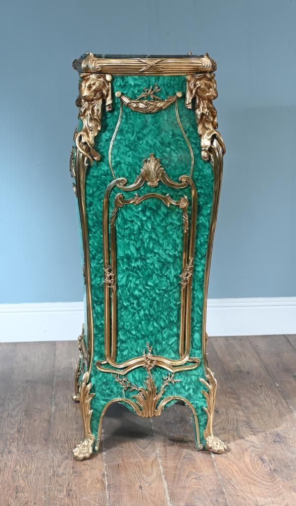 Pair French Malachite Pedestal Stands Napoleon III Revival Linke photo Home Decor