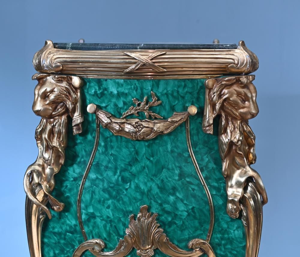 Pair French Malachite Pedestal Stands Napoleon III Revival Linke photo 5750.0