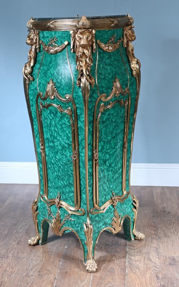 Pair French Malachite Pedestal Stands Napoleon III Revival Linke photo buy