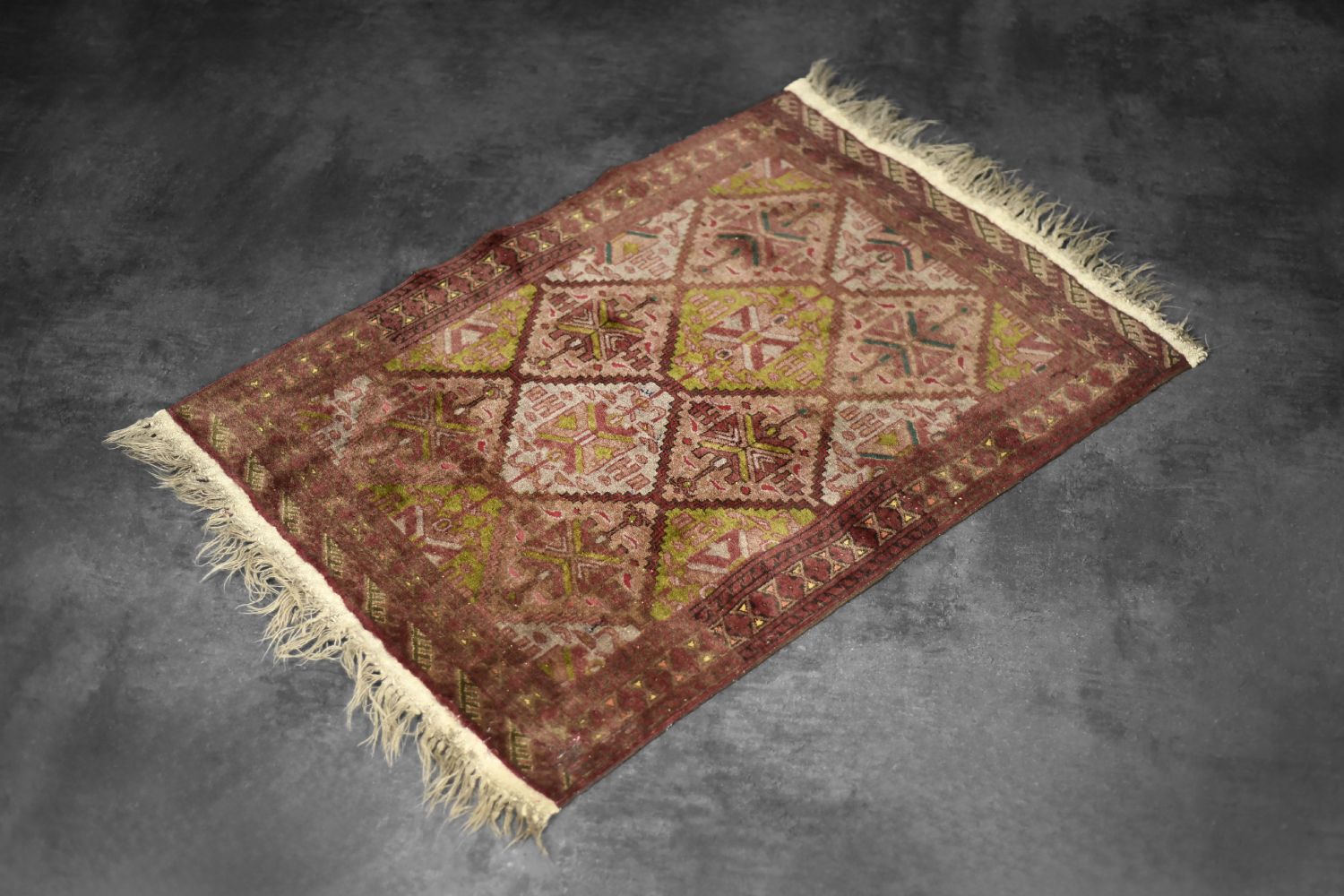 Vintage Hand Woven Oriental Turkmen Ersari Rug, 1950s