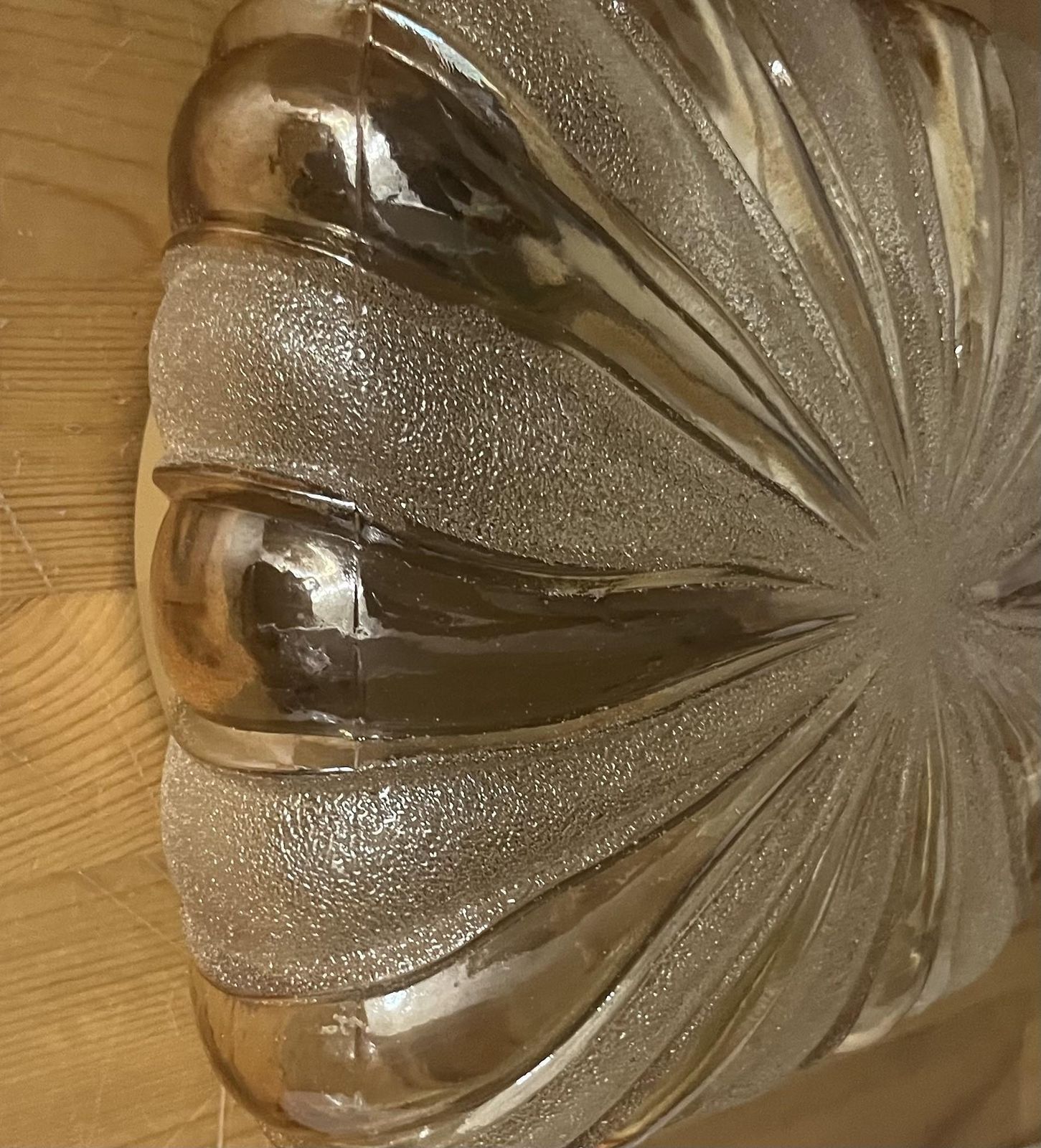 German Midcentury Pair Of Glass Flush Mounts By Wila Leuchten, 1970s photo for sale