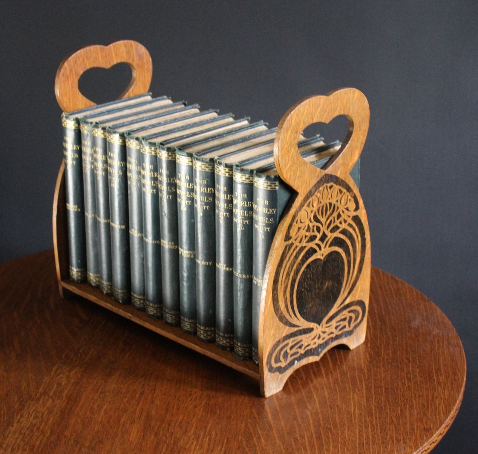 Arts And Crafts Stencilled Book Trough In Oak photo furniture