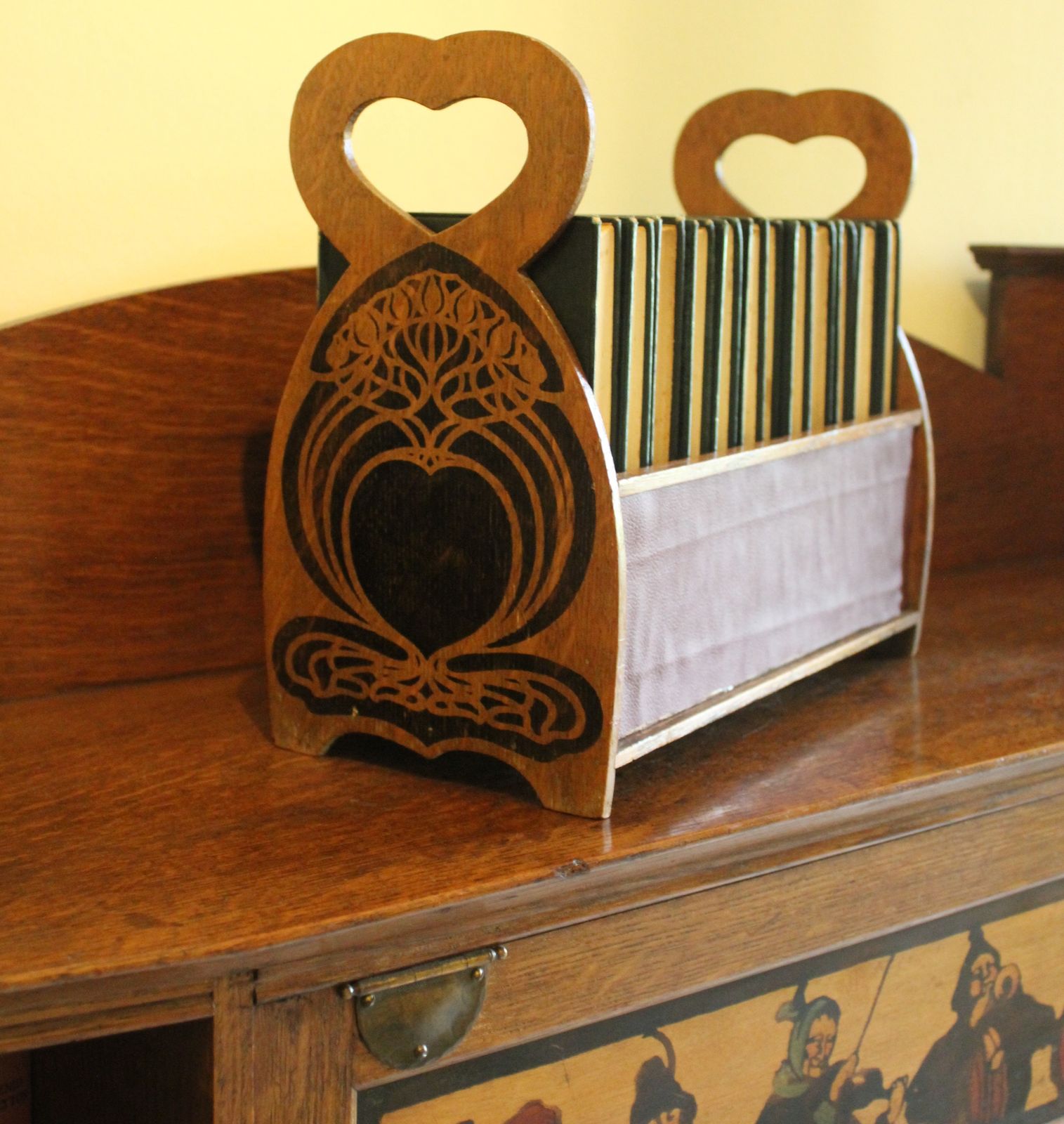 Arts And Crafts Stencilled Book Trough In Oak photo Furniture