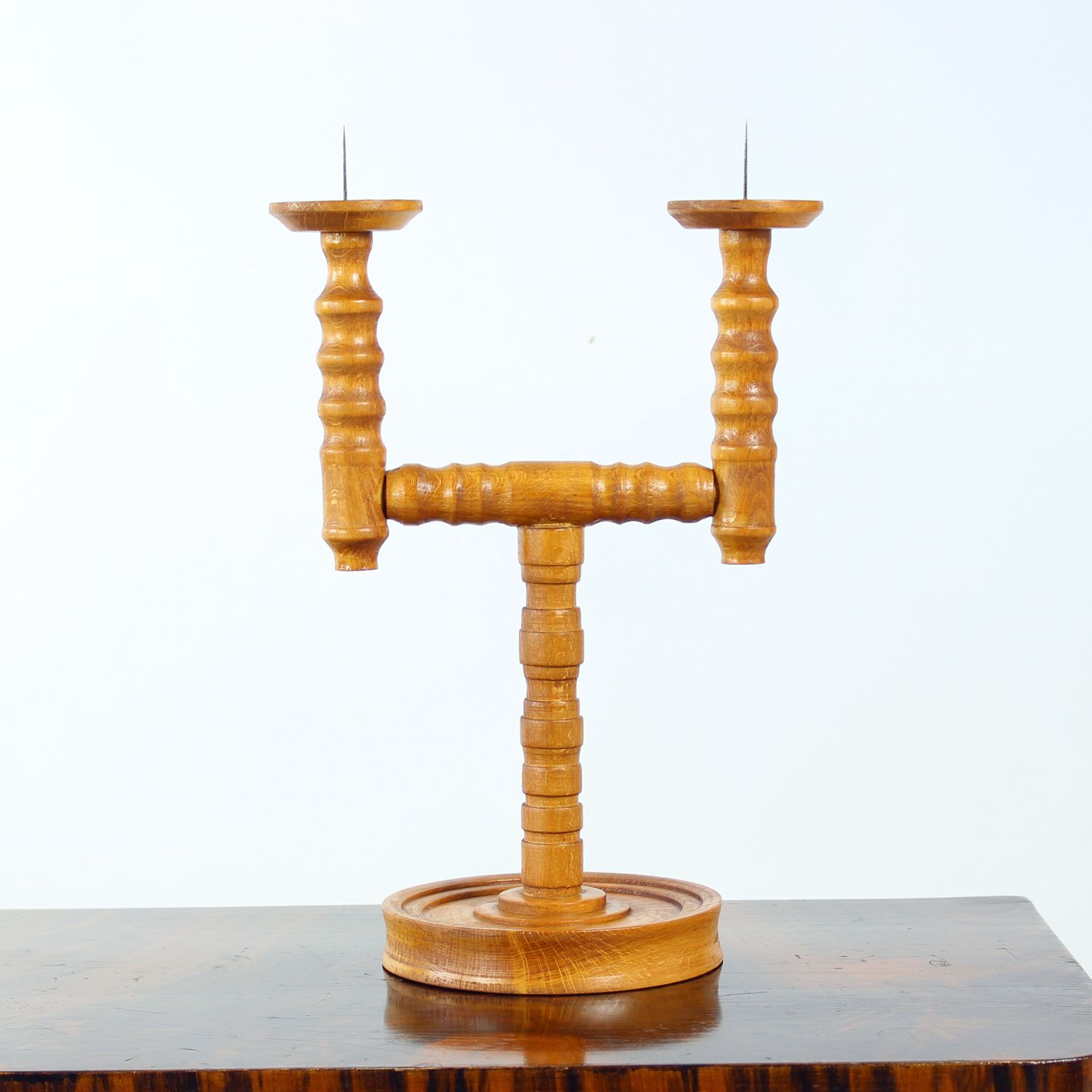 Mid Century Wooden Candle Holder, Czechoslovakia, 1950s photo furniture