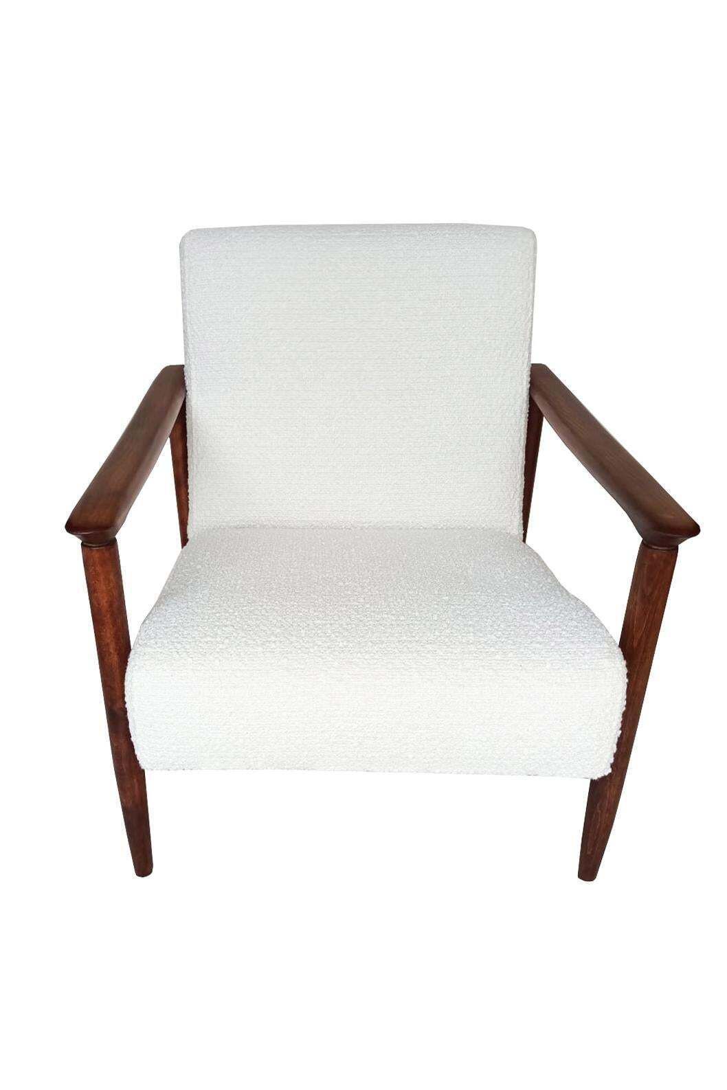 Pair Of Mid Century White Boucle Armchairs, Gfm 142, Edmund Homa, Europe, 1960s photo buy