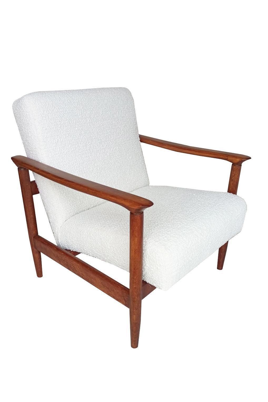 photo furniture Paar Mid Century Witte Bouclé Fauteuils, Gfm 142, Edmund Homa, Europa, Jaren 1960
