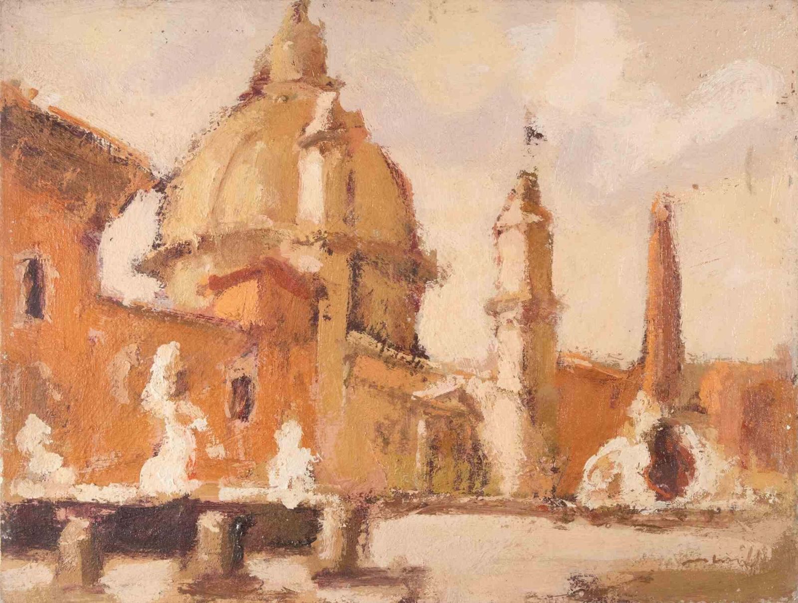 Franco Marzilli View Of Rome   Oil Painting By Franco Marzilli   1970s 1970s