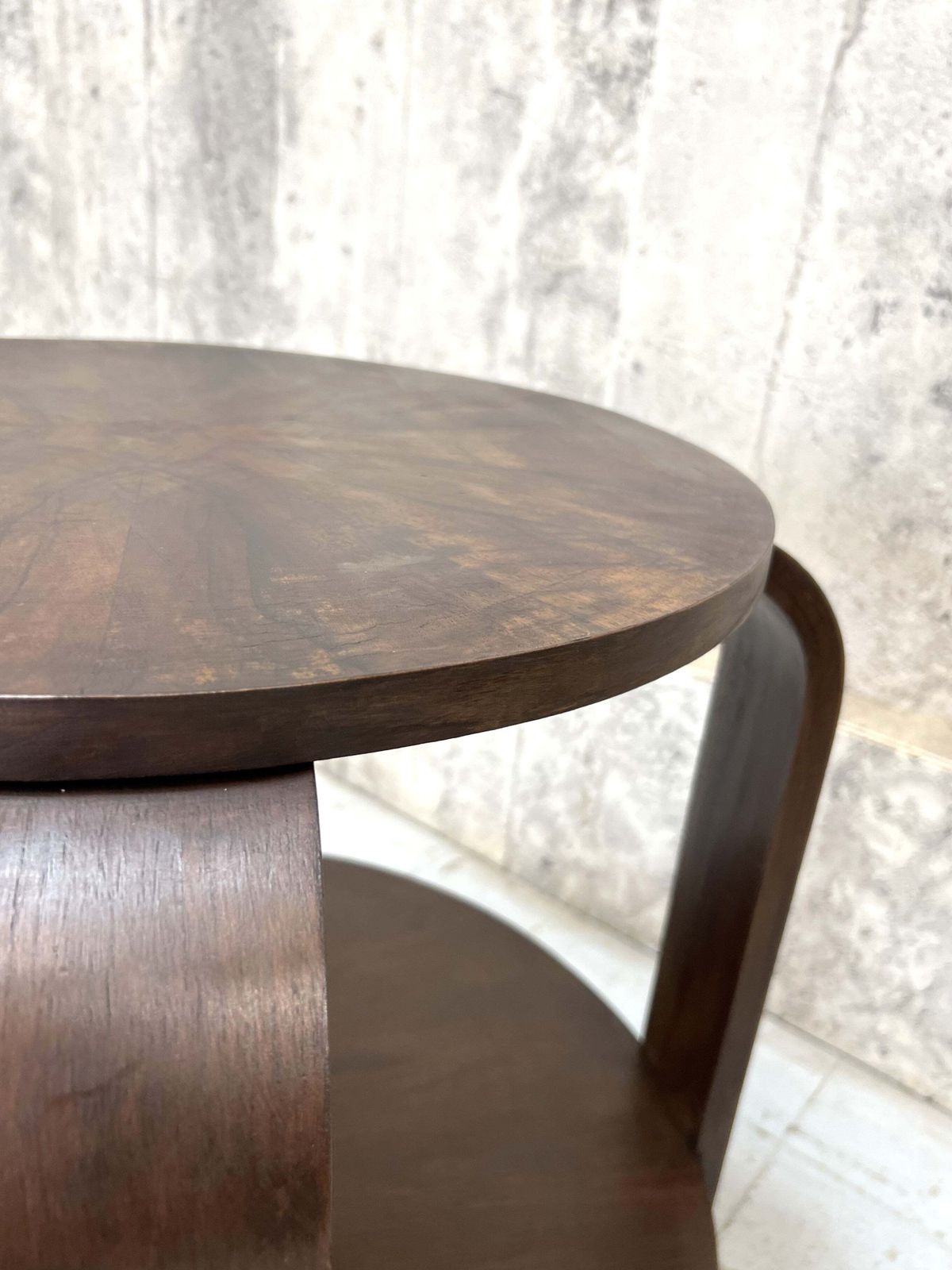 Dark Wooden Art Deco Gueridon Side Table photo vinterior
