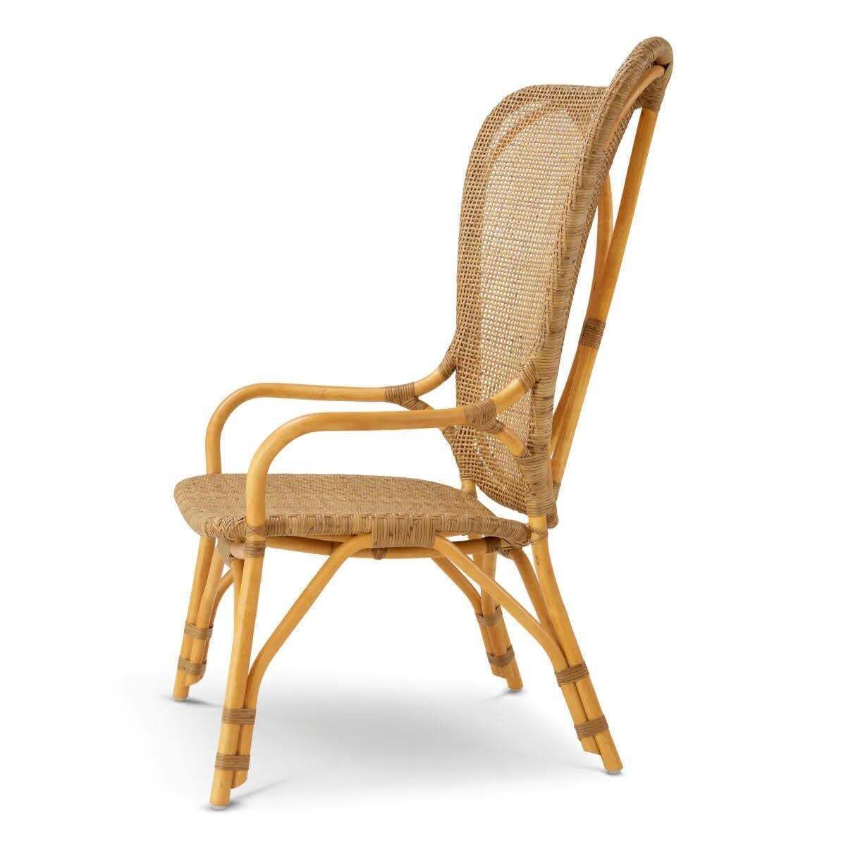 Pair Of Modern Rattan Chairs In A Honey Finish. photo for sale