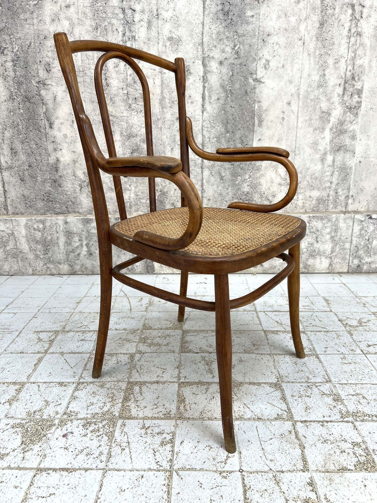 Individual Bentwood French Bistro Chair Carver With Cane Seat photo vinterior