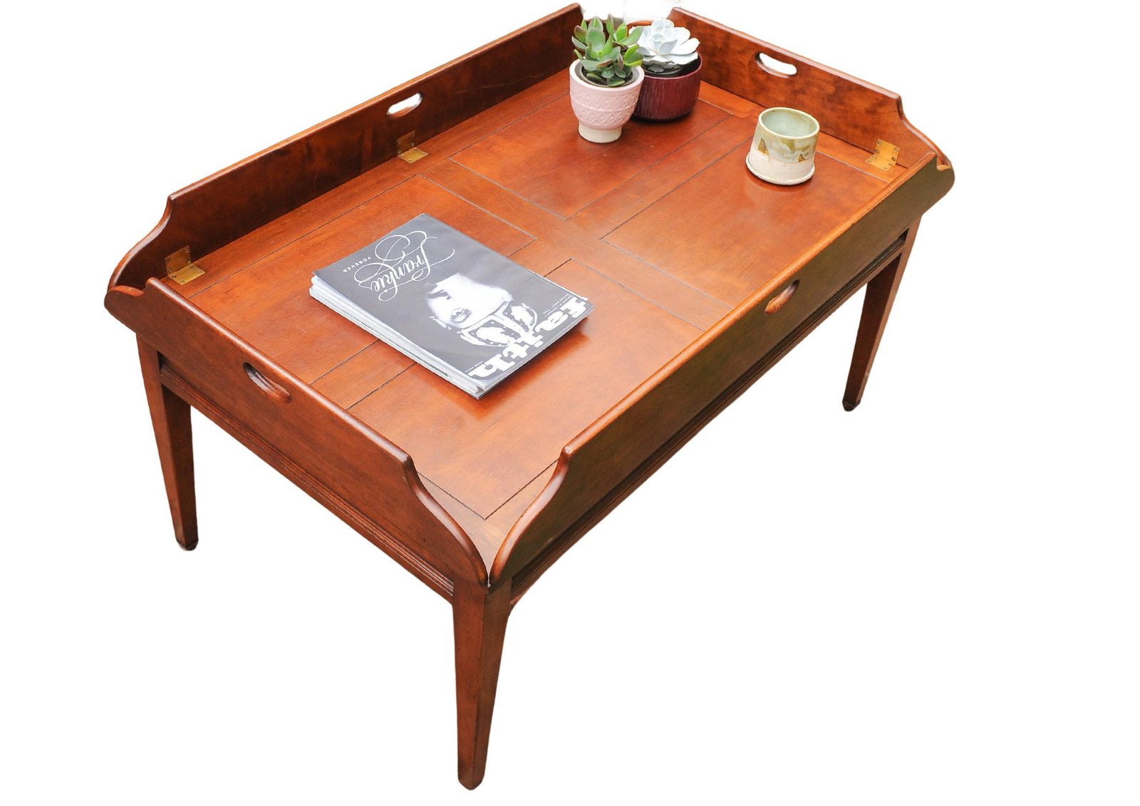 Campaign Mahogany & Brass Butler's Coffee Table Hand Crafted By Kennedy Furniture For Harrods photo vintage
