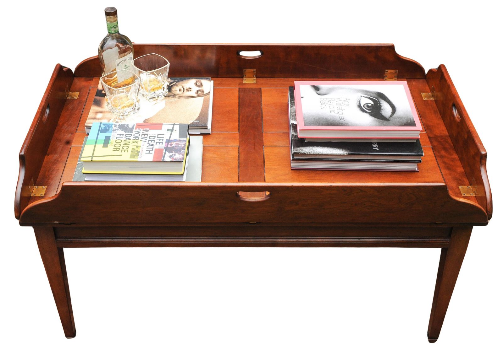 photo for sale Campaign Mahogany & Brass Butler's Coffee Table Hand Crafted By Kennedy Furniture For Harrods