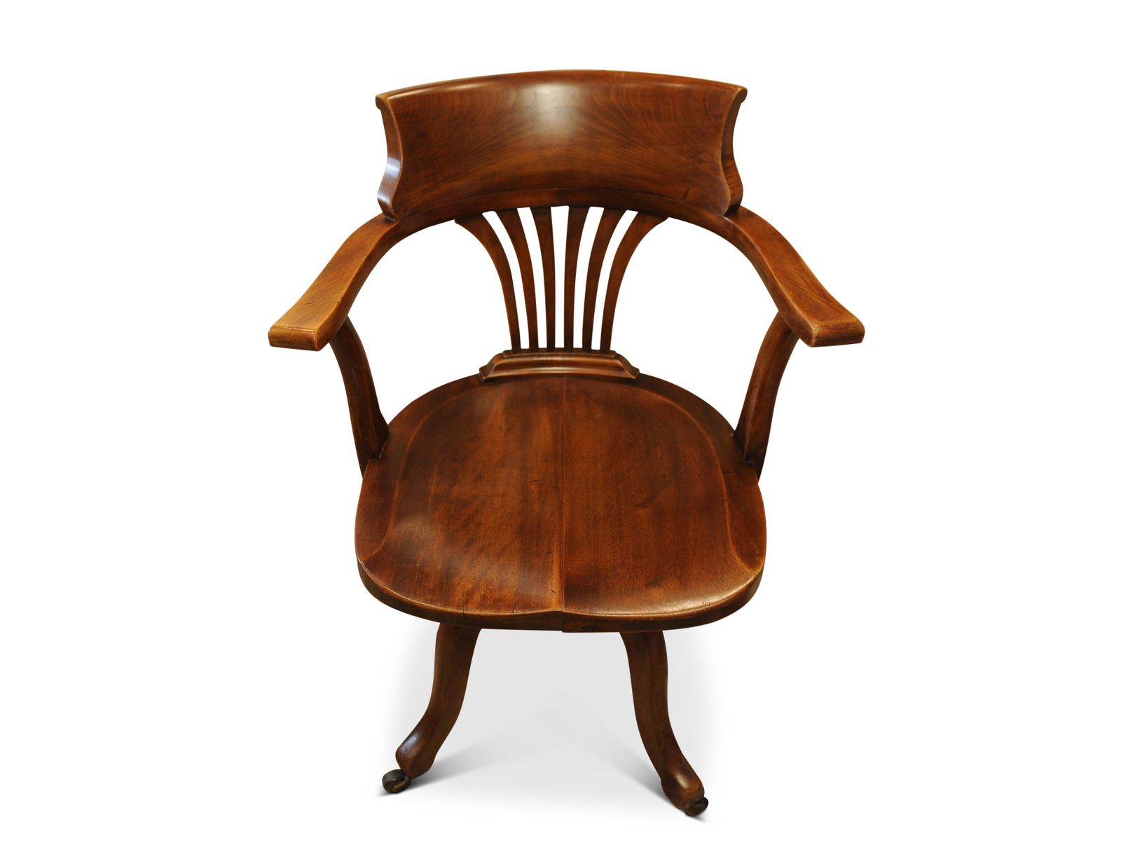 A Victorian Hand Crafted Mahogany Classic Clerks Revolving Desk Chair With Shaped Seat photo 1270.0