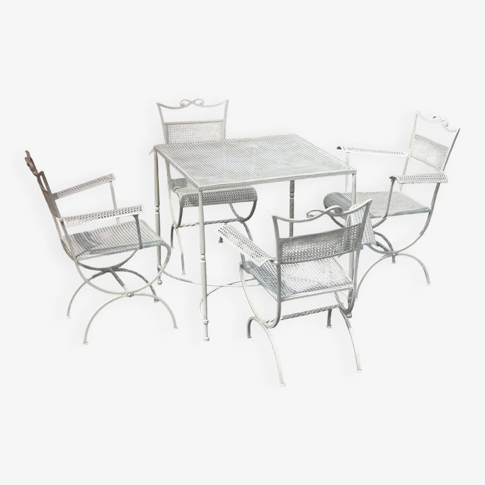 Garden Set Attributed To Maison Jansen In Wrought Iron 1960