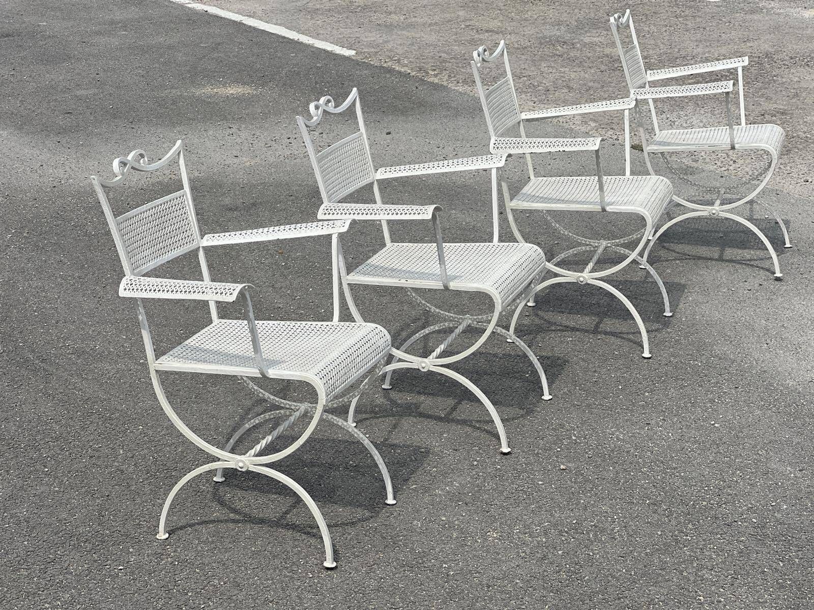 Garden Set Attributed To Maison Jansen In Wrought Iron 1960 photo for sale