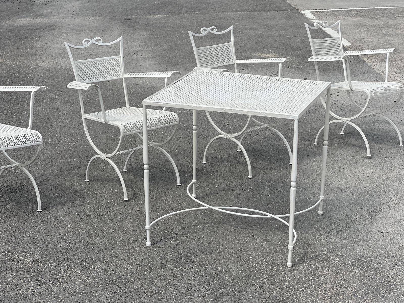 Garden Set Attributed To Maison Jansen In Wrought Iron 1960 photo vinterior