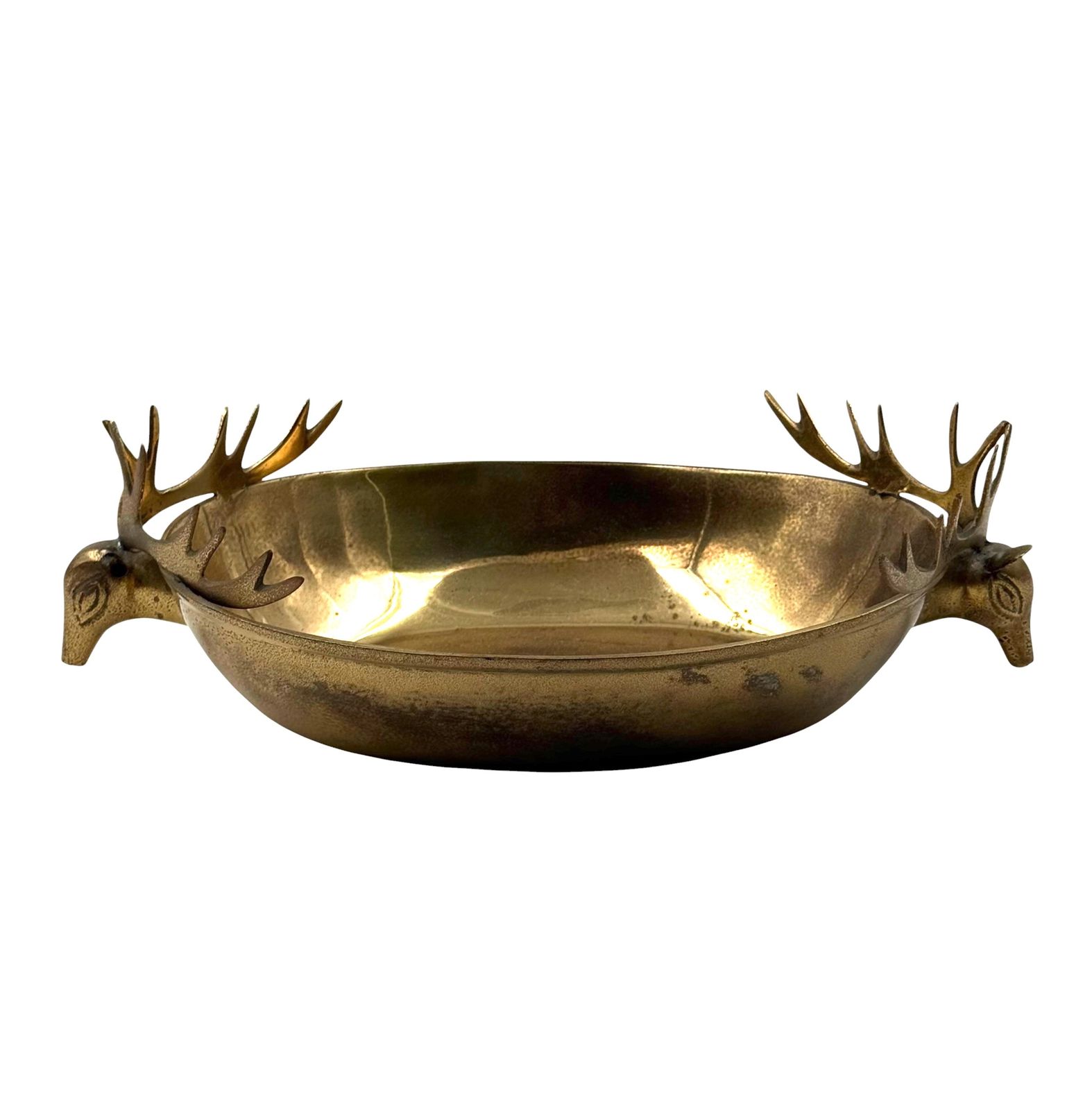 Mid Century Modern Brass Deers Centerpiece / Bowl, France 1970s photo vinterior